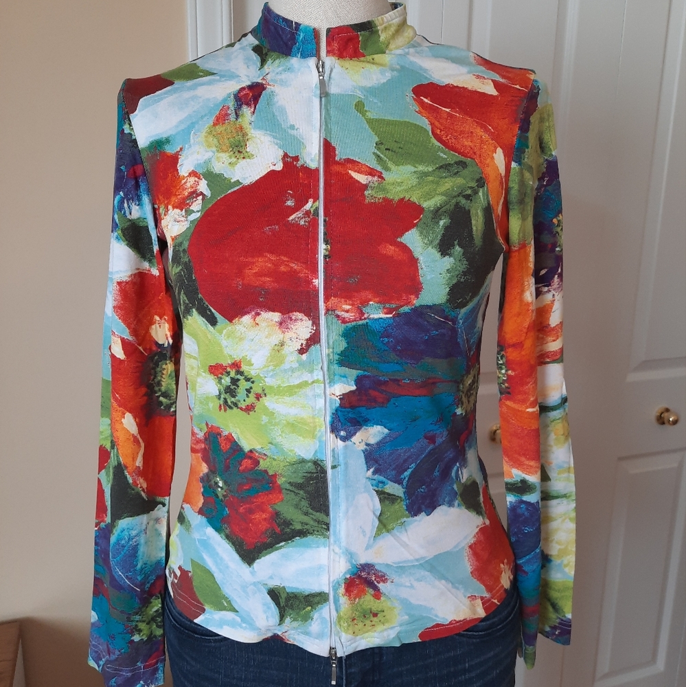 Colourful stretch zip shirt-jacket